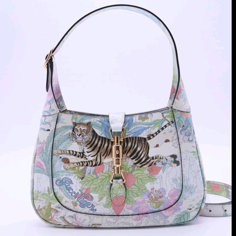 Gucci 1961 Jackie New Shanghai Calfskin Tiger Savanah Hobo
